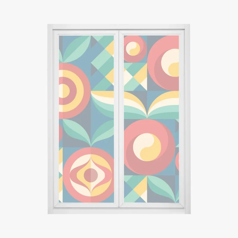 Adesivo per finestra motivo floreale geometrico in stile mid-century