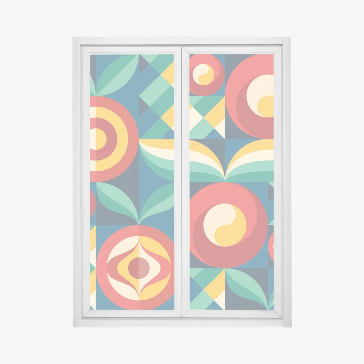 Adesivo per finestra motivo floreale geometrico in stile mid-century • Wallissimo® Adesivo per finestra motivo floreale geometrico in stile mid-century • Wallissimo®