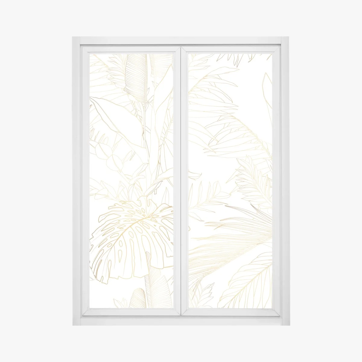 Adesivo per finestra motivo botanico tropicale in linee dorate • Wallissimo® Adesivo per finestra motivo botanico tropicale in linee dorate • Wallissimo®
