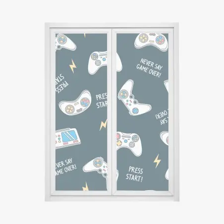 Adesivo per finestra motivo gamer con controller e console • Wallissimo®