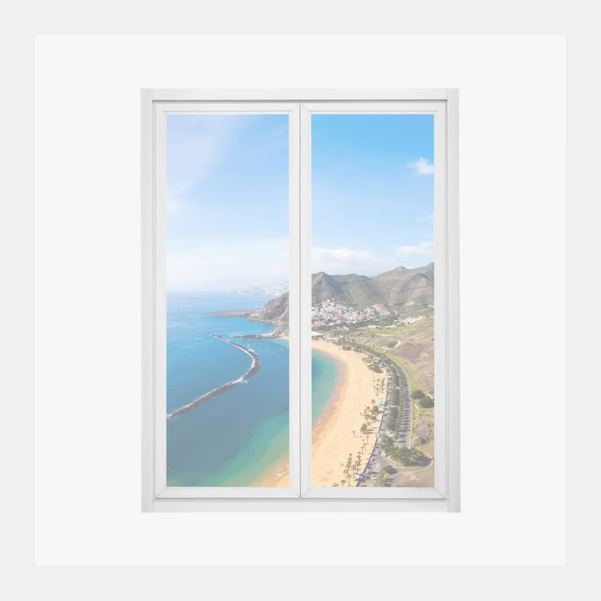 Adesivo per finestra panorama costiero di Las Teresitas, Tenerife • Wallissimo®