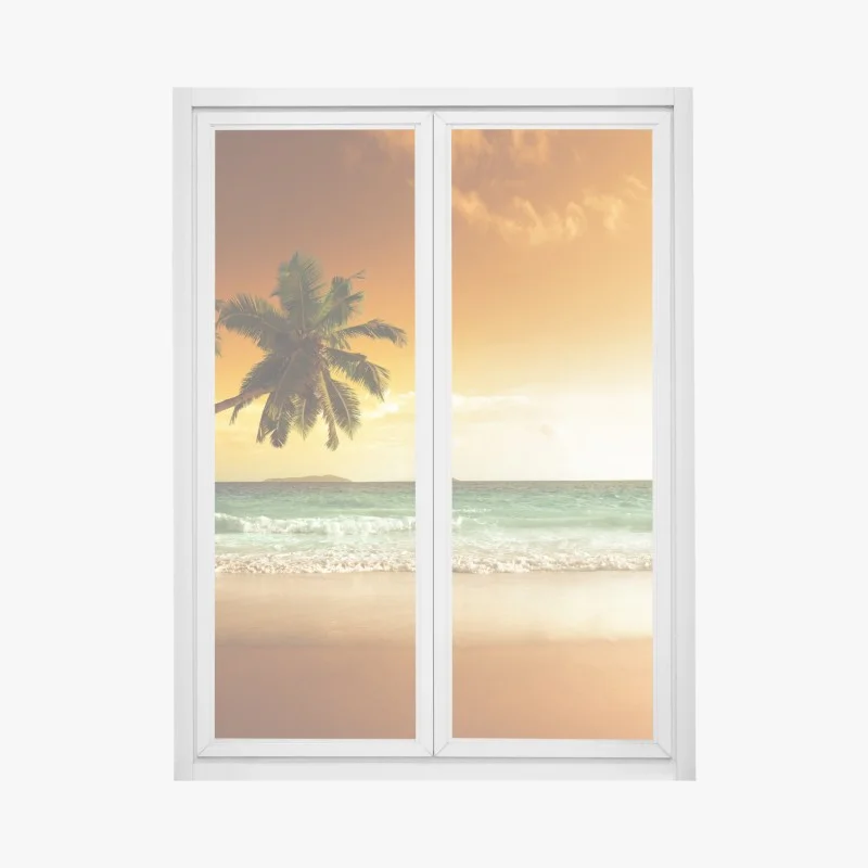 Adesivo per finestra tramonto tropicale sui Caraibi