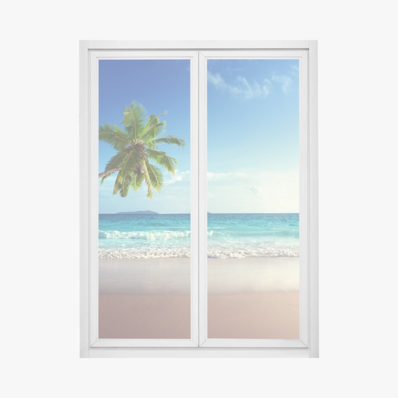Adesivo per finestra tramonto tropicale ai Caraibi