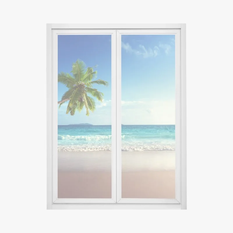 Adesivo per finestra tramonto tropicale ai Caraibi