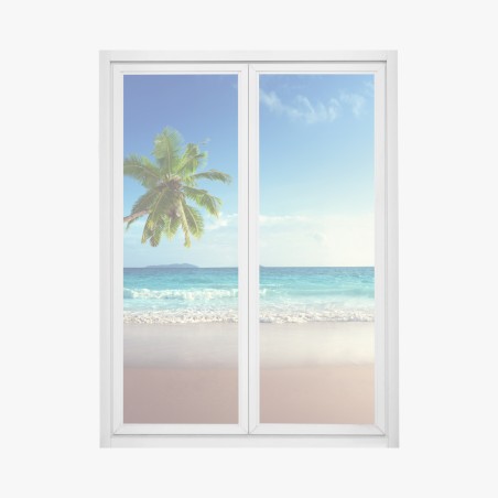 Adesivo per finestra tramonto tropicale ai Caraibi • Wallissimo®