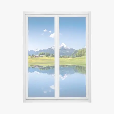 Adesivo per finestra riflessi montani sul lago • Wallissimo®
