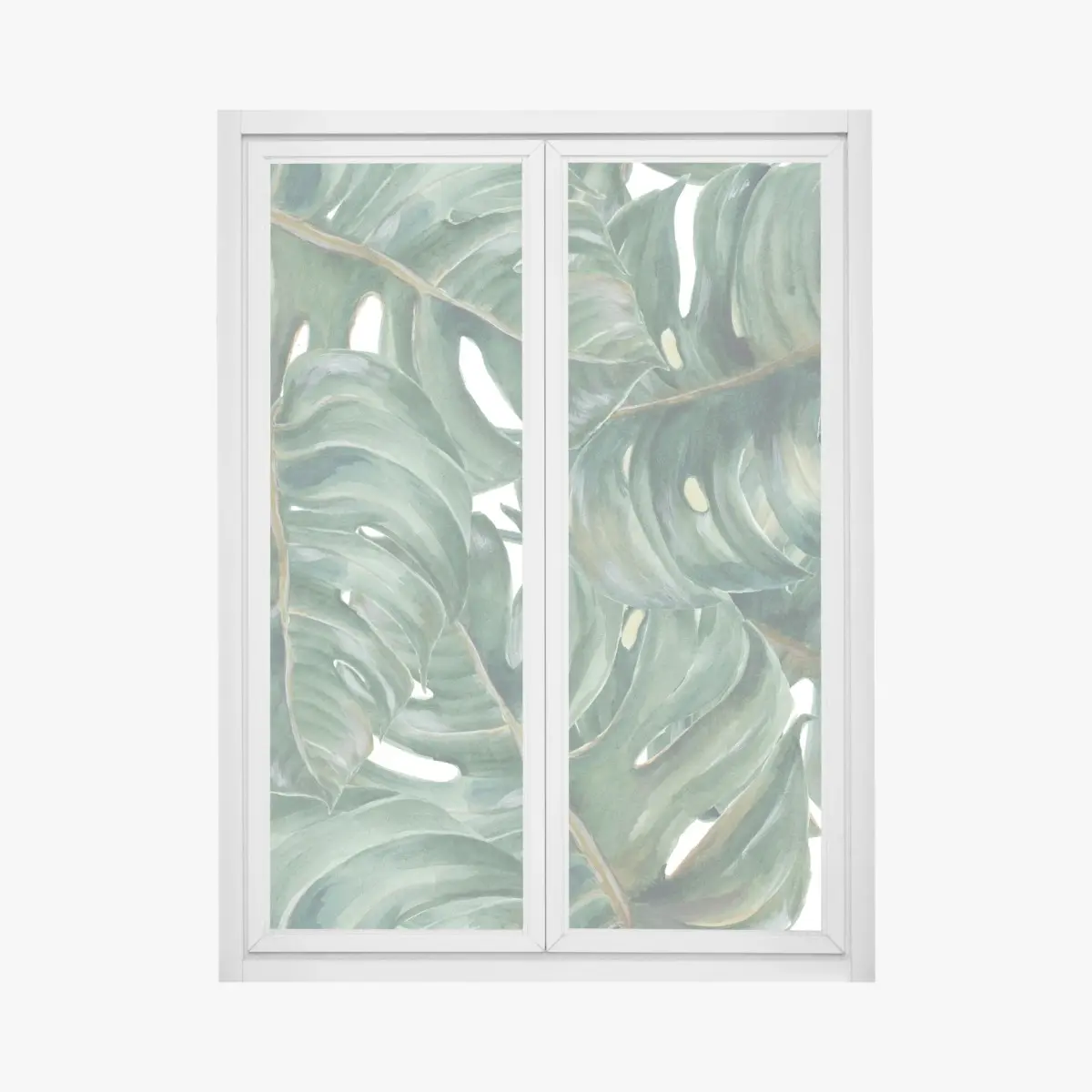Adesivo per finestra motivo botanico di foglie di monstera • Wallissimo®