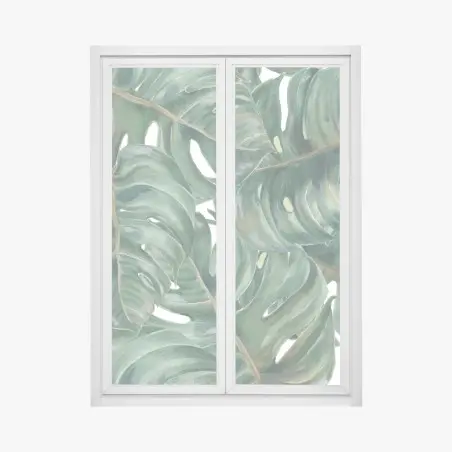 Adesivo per finestra motivo botanico di foglie di monstera • Wallissimo®