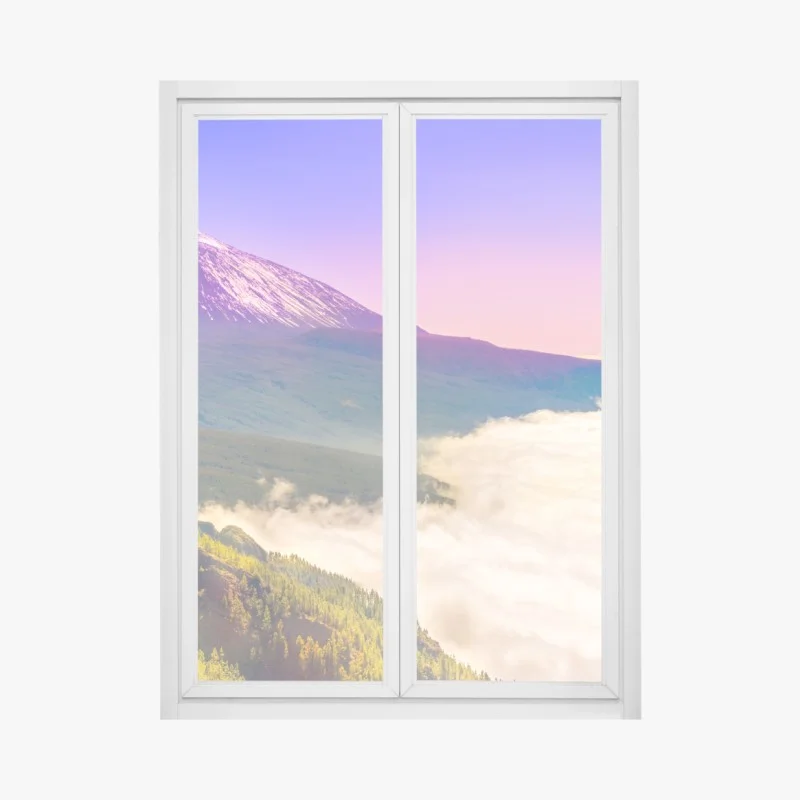 Adesivo per finestra panorama del vulcano Teide all'alba