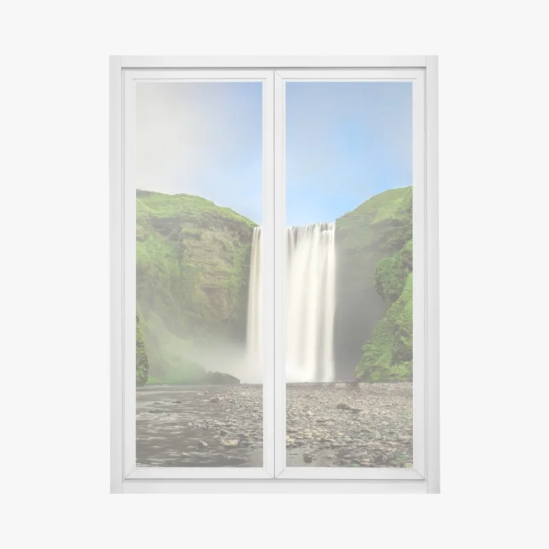 Adesivo per finestra cascata di Skógafoss, bellezza nordica