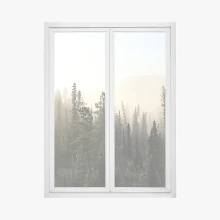 Adesivo per finestra nebbia mattutina tra i pini • Wallissimo®