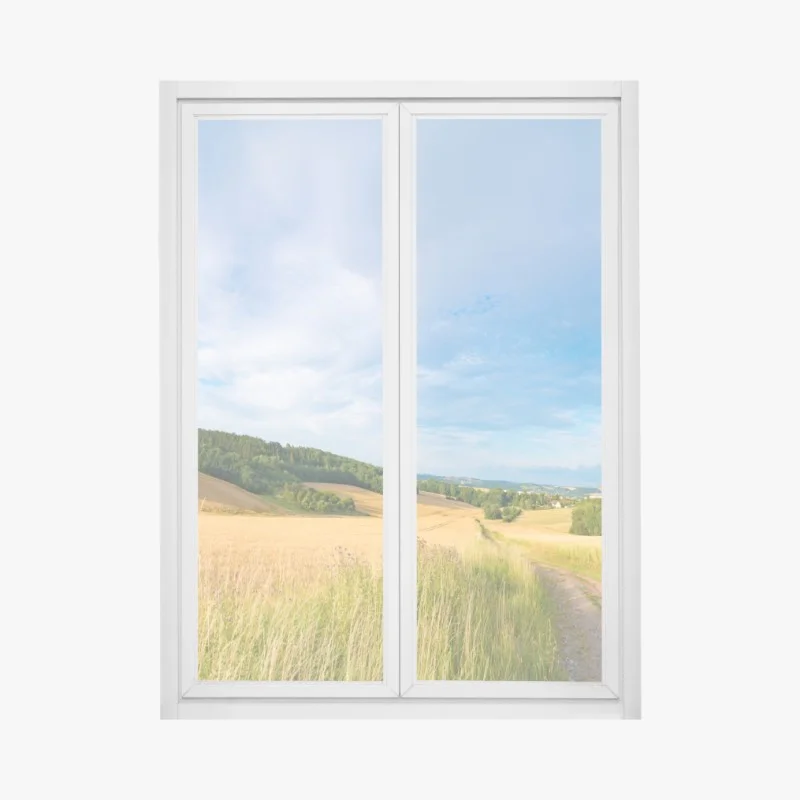 Adesivo per finestra panorama dorato di grano e colline