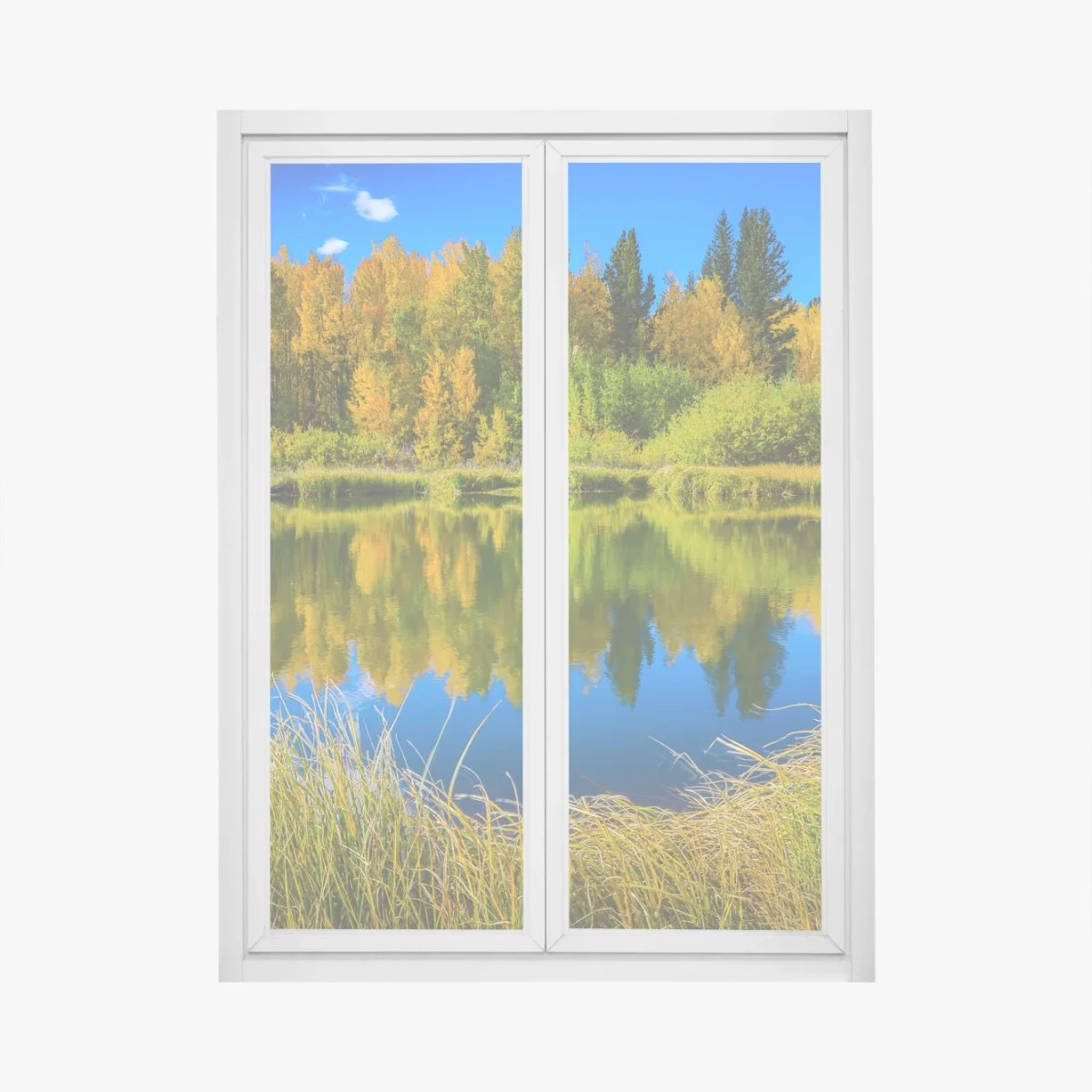 Adesivo per finestra riflessi d'autunno sul lago • Wallissimo® Adesivo per finestra riflessi d'autunno sul lago • Wallissimo®