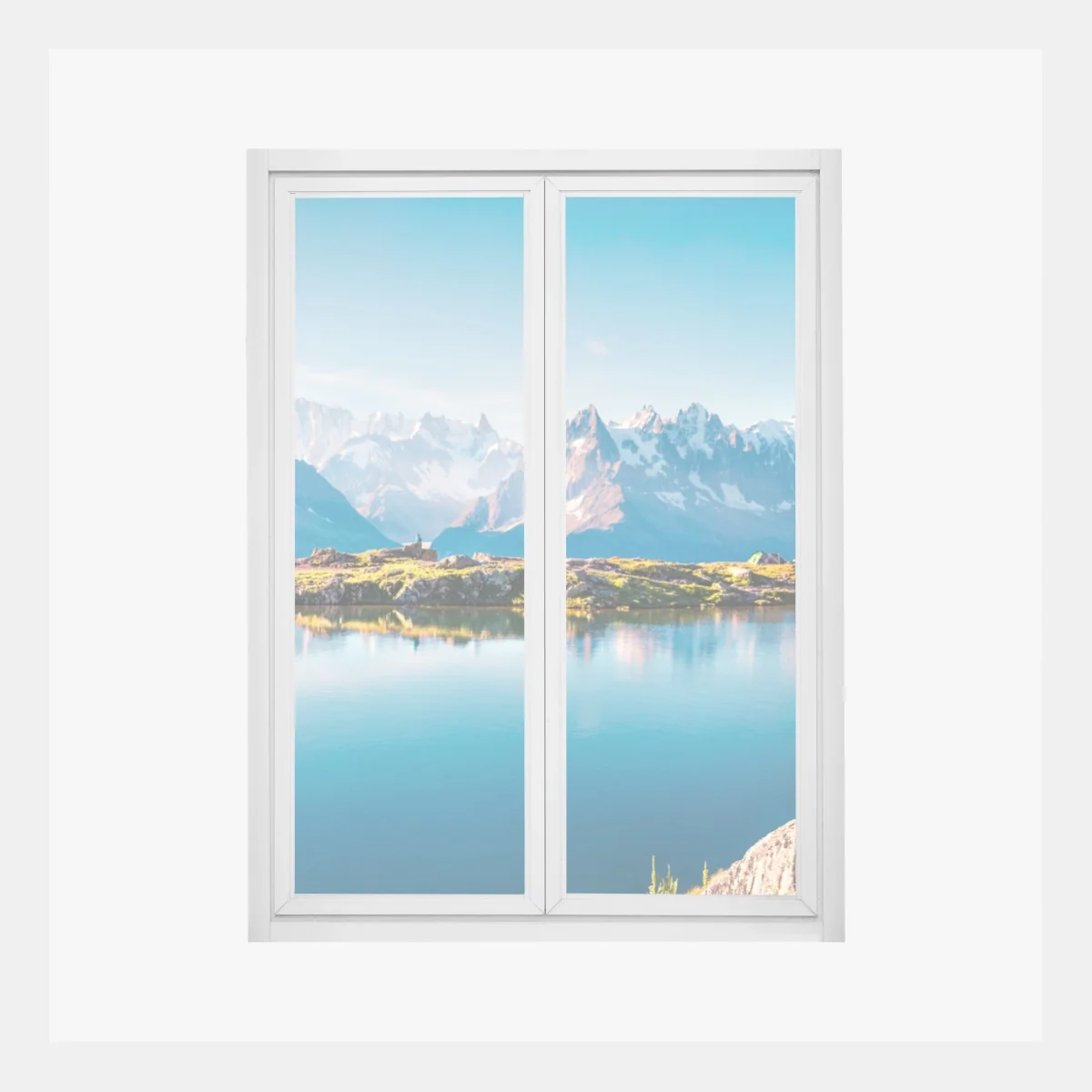Adesivo per finestra riflessi alpini: Lac Blanc e Mont Blanc • Wallissimo® Adesivo per finestra riflessi alpini: Lac Blanc e Mont Blanc • Wallissimo®