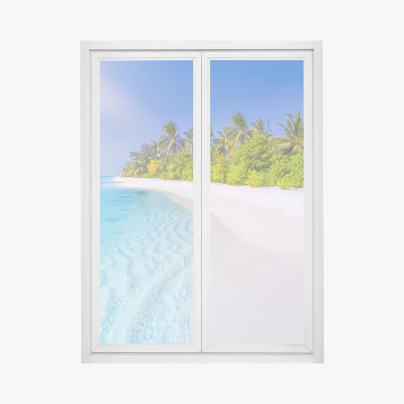 Adesivo per finestra spiaggia tropicale paradisiaca