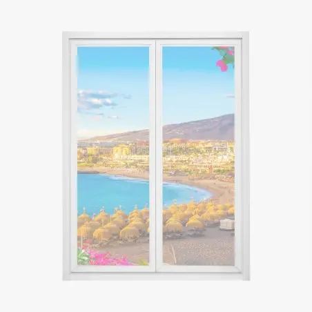 Adesivo per finestra tramonto sulla playa de Torviscas, Tenerife • Wallissimo®