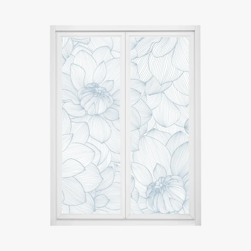 Adesivo per finestra motivo floreale lineare blu