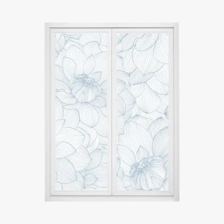 Adesivo per finestra motivo floreale lineare blu • Wallissimo®