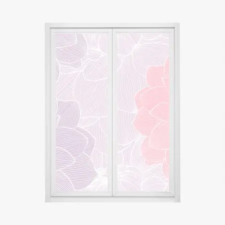 Adesivo per finestra motivo floreale pastello con linee sottili • Wallissimo®