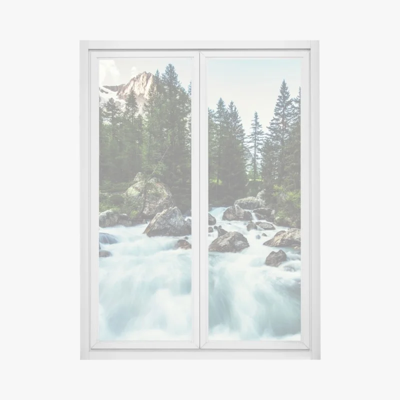 Adesivo per finestra paesaggio fluviale alpino nella Val Ferret