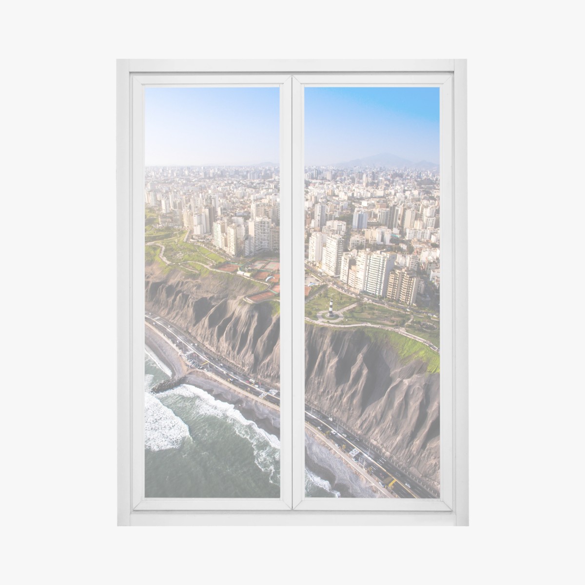 Adesivo per finestra panorama costiero di Miraflores, Lima • Wallissimo®