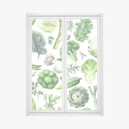 Adesivo per finestra motivo botanico di verdure acquerellate • Wallissimo®
