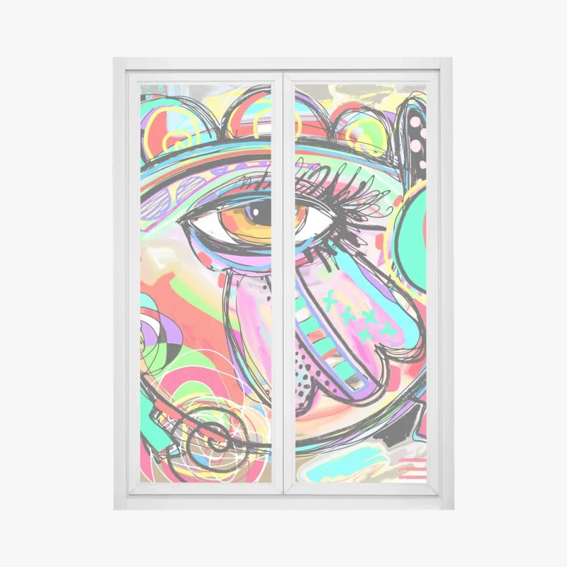 Adesivo per finestra occhio psichedelico esplosione cromatica