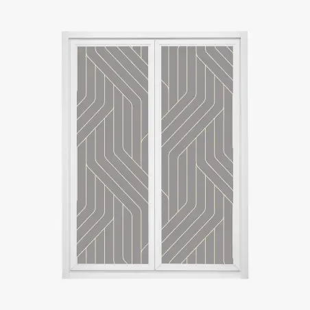Adesivo per finestra motivo geometrico art déco in nero e oro • Wallissimo®