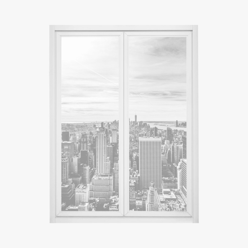 Adesivo per finestra skyline di New York in bianco e nero
