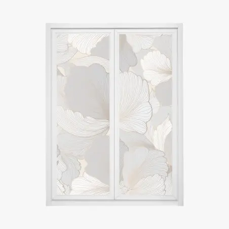 Adesivo per finestra motivo floreale elegante in toni neutri • Wallissimo®