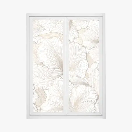 Adesivo per finestra motivo floreale a linee sottili crema • Wallissimo®