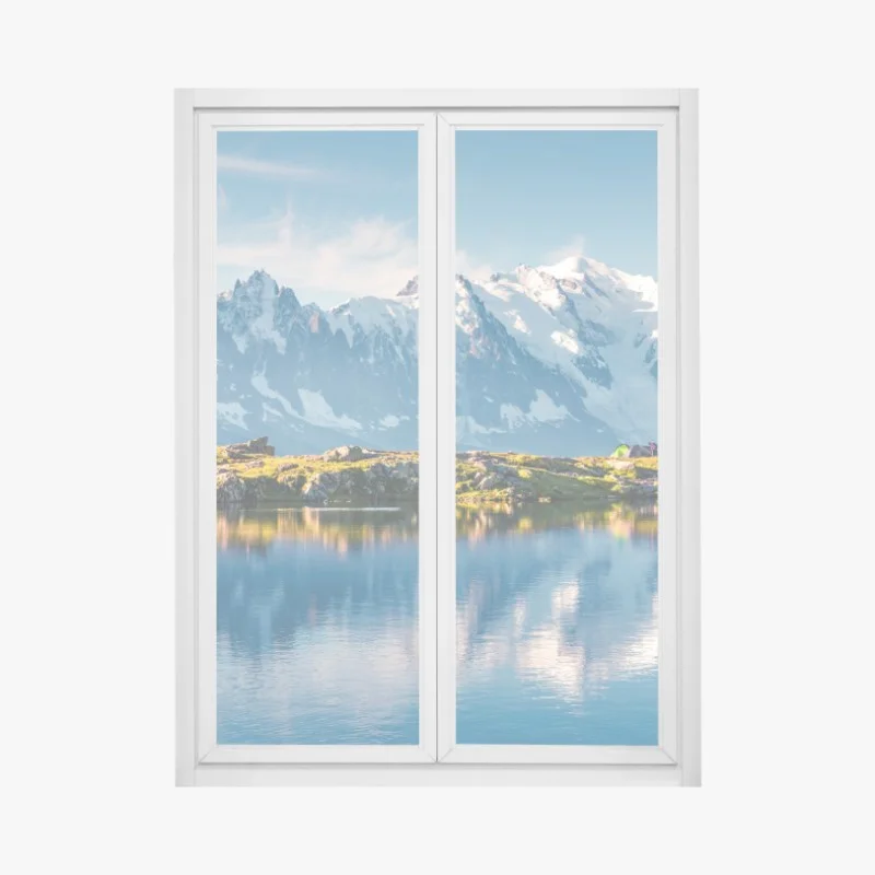 Adesivo per finestra riflessi sul Lac Blanc con Monte Bianco • Wallissimo®