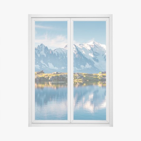 Adesivo per finestra riflessi sul Lac Blanc con Monte Bianco • Wallissimo®