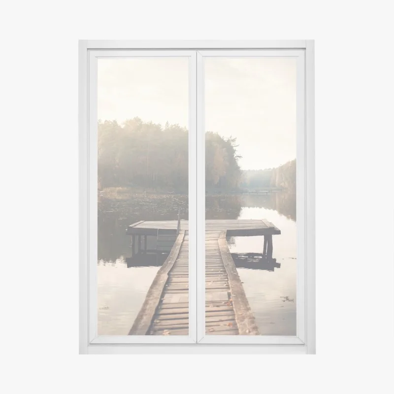 Adesivo per finestra il respiro d'autunno sul molo