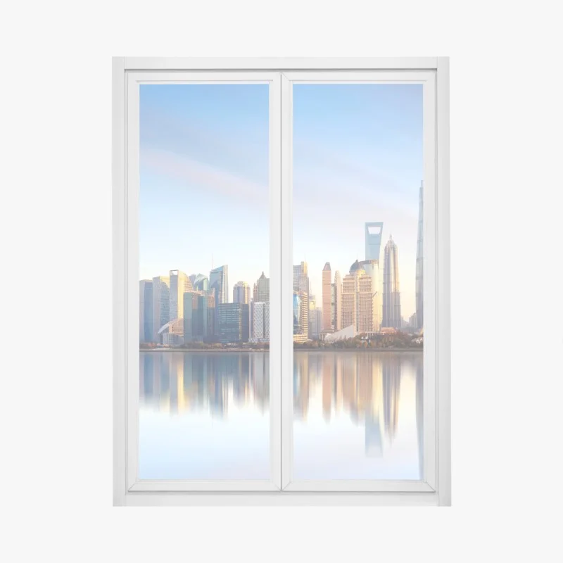 Adesivo per finestra skyline di Shanghai all'alba