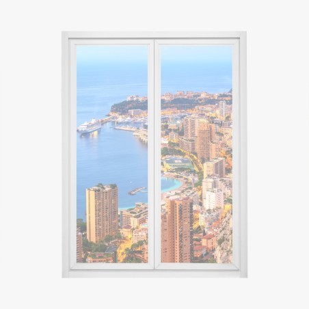Adesivo per finestra panorama sul porto di Monaco e Monte Carlo • Wallissimo®
