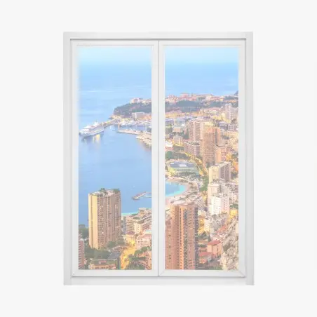 Adesivo per finestra panorama sul porto di Monaco e Monte Carlo • Wallissimo®
