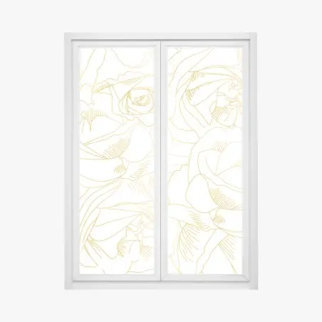 Adesivo per finestra bouquet di rose dorate • Wallissimo®