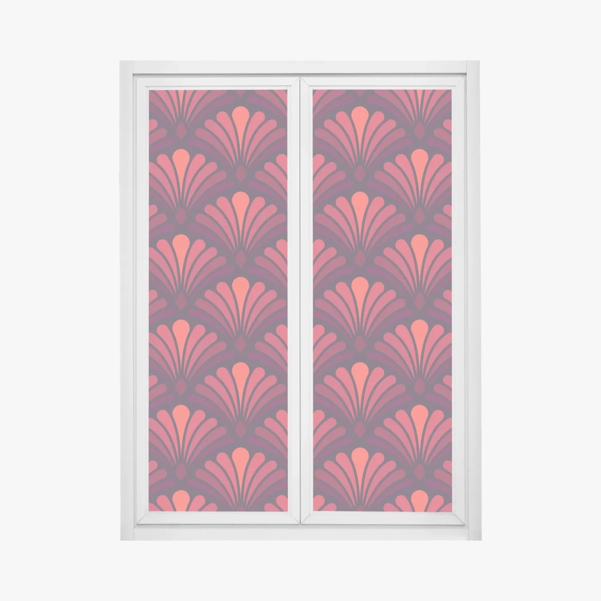 Adesivo per finestra motivo art déco rosso e prugna • Wallissimo® Adesivo per finestra motivo art déco rosso e prugna • Wallissimo®