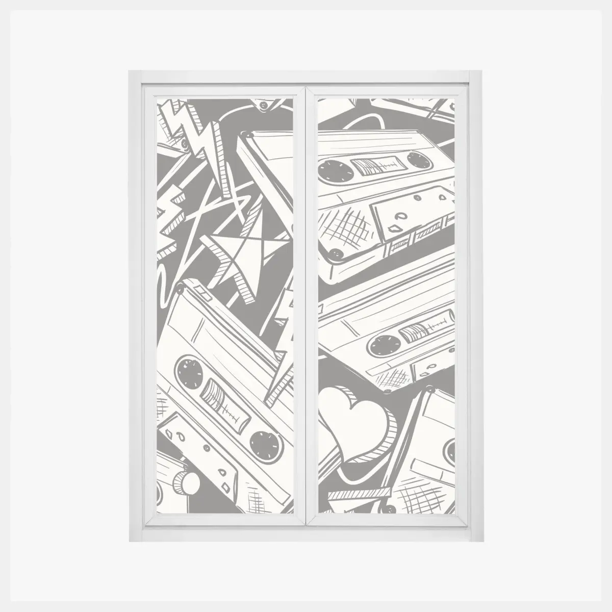 Adesivo per finestra motivo vintage di cassette audio • Wallissimo®