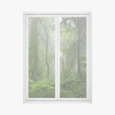 Adesivo per finestra foresta pluviale nebbiosa • Wallissimo®
