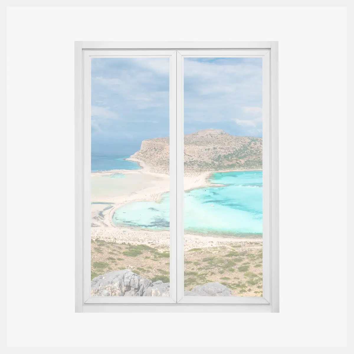 Adesivo per finestra panorama incantevole della laguna di Balos e dell'isola di Gramvousa, Creta • Wallissimo®