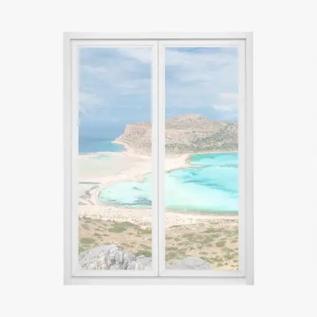 Adesivo per finestra panorama incantevole della laguna di Balos e dell'isola di Gramvousa, Creta • Wallissimo®