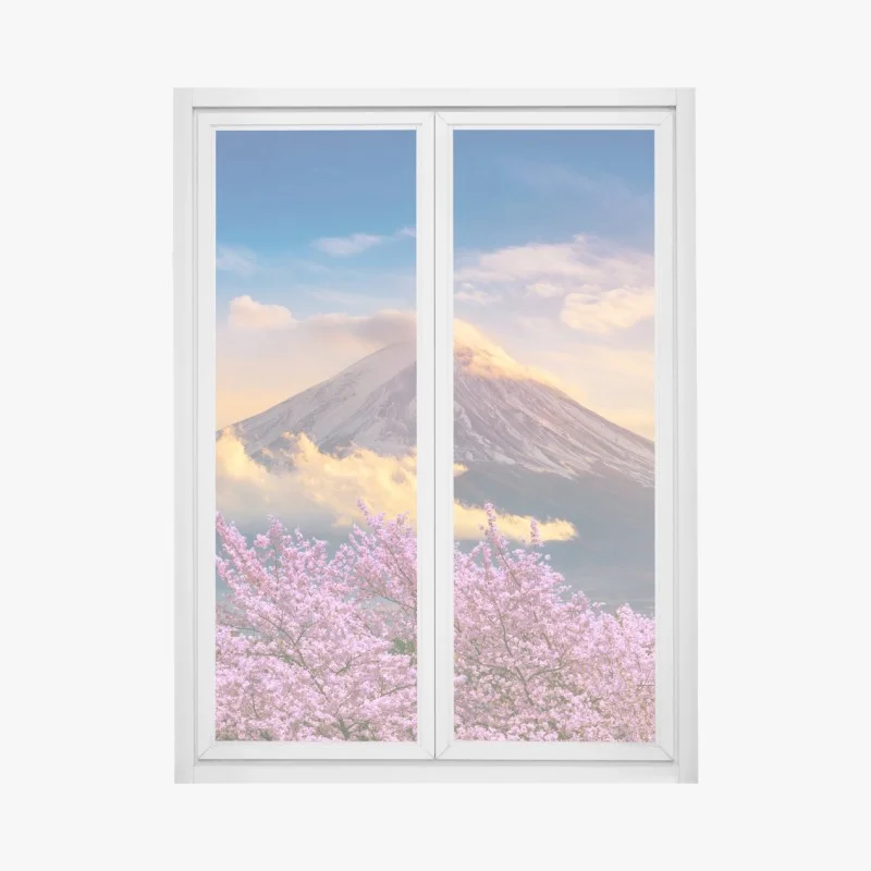 Adesivo per finestra risveglio primaverile a Monte Fuji