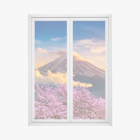 Adesivo per finestra risveglio primaverile a Monte Fuji • Wallissimo®