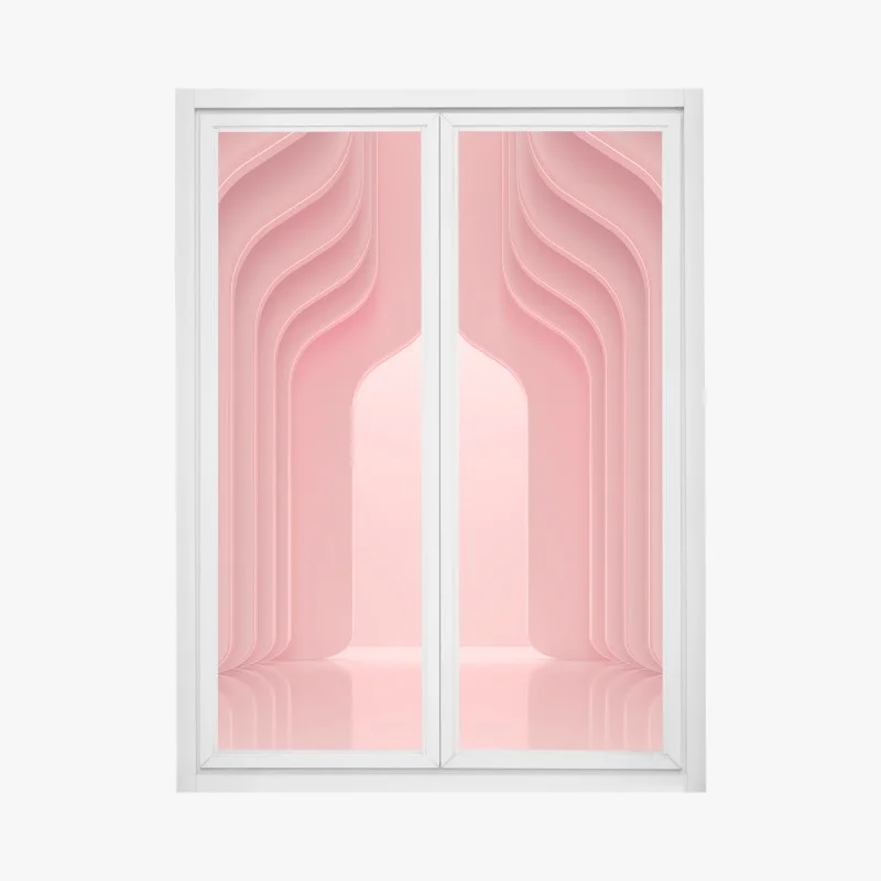 Adesivo per finestra interno rosa corallo con archi ondulati