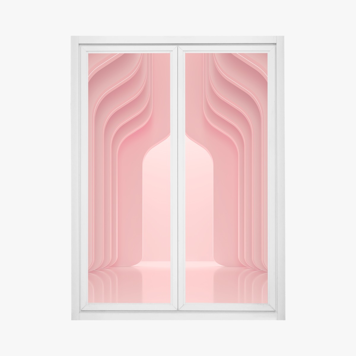 Adesivo per finestra interno rosa corallo con archi ondulati • Wallissimo®