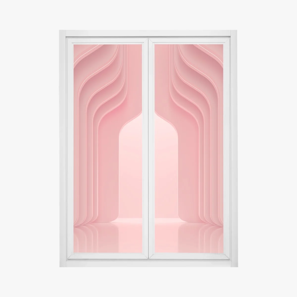 Adesivo per finestra interno rosa corallo con archi ondulati • Wallissimo® Adesivo per finestra interno rosa corallo con archi ondulati • Wallissimo®