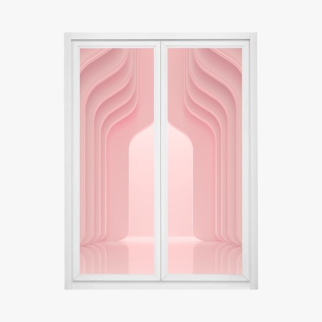 Adesivo per finestra interno rosa corallo con archi ondulati • Wallissimo®