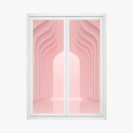 Adesivo per finestra interno rosa corallo con archi ondulati • Wallissimo®
